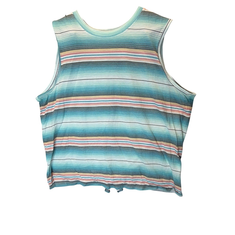 Ariat Womens XL Relaxed Fit Striped Split Back Tie Hem Tank Top CoastalCowgirl